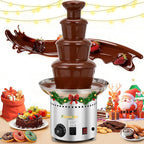 4-Tier Commercial Chocolate Fountain 11Lbs Large Chocolate Fondue Tower Stainless Steel Chocolate Melting Heating Machine for Nacho Cheese Liqueurs Party Wedding, Catering, Knob Control