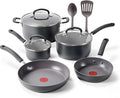 T-Fal Ultimate Hard Anodized Nonstick 10 Piece Cookware Set, Oven Safe Up to 400°F, Dishwasher Safe, Pots and Pans Set, Includes Frying Pans, Saucepan, Stockpot, Cooking Utensils, Stone