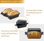 AILITOR Cast Iron Loaf Pan with Lid 9x5 Inch - Bread Baking Pans for Homemade Bread, 2 Piece Set