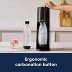 SodaStream Terra Sparkling Water Maker Bundle in Black - includes 3-Pack CO2 and Carbonating Bottle
