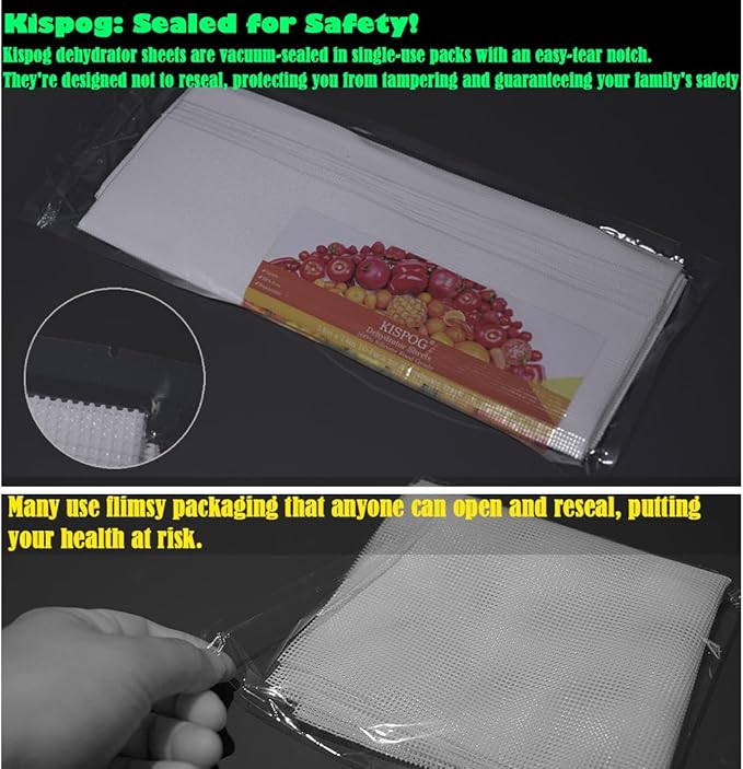 Non-Stick Silicone Dehydrator Liners: 12.5x9.8 inch Fit Cercker/DBC-07A/DBC-14A BPA-Free Easy Clean Reusable Mesh Sheets for Healthy Snacks 14-Pack