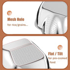 Rice Washer Strainer Bowl, Stainless Steel Washing Bowl whit Side Drainers, Versatile Square Quinoa Colander for Cleaning Rinsing Fruits, Vegetables, and Beans - Multifunctional Drain Basket