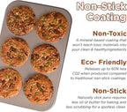 High Carbon Steel Popover Pan - 6-Cavity Non-Stick Tray Mold for Premium Stainless Steel Homemade Cupcakes, Muffins, Breads - Professional Grade for Bakery & Kitchen Oven(Golden)