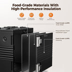 95Qt Non-Electrical Food Warmer with Wheels, 304 Stainless Steel Latch, Catering Food Warmers for Parties LLDPE Insulated Food Carrier for 6 Full-Size Pans(NOT Included), Hot Boxes for Catering