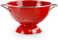 Reston Lloyd, 1.5 Quart Powder Coated Steel Kitchen Strainer Basket for draining Pasta, Vegetable and Fruit, Chrome Handles and Wide Stable Base, Red
