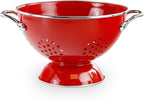 Reston Lloyd, 1.5 Quart Powder Coated Steel Kitchen Strainer Basket for draining Pasta, Vegetable and Fruit, Chrome Handles and Wide Stable Base, Red