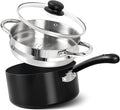 MICHELANGELO Nonstick Saucepan with Lid, Ceramic Sauce Pan Sets, Easy to Clean Sauce Pans, Multi-Purpose Cooking Pots, 3QT, Silver