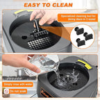 Anatole 6-In-1 Electric Commercial Food Processor Multifunctional Vegetable Chopper Dicer Slicer Shredder Crinkle Cutter Automatic Discharge 2 Food Inlets With Container for Potato Onion 100W 110V