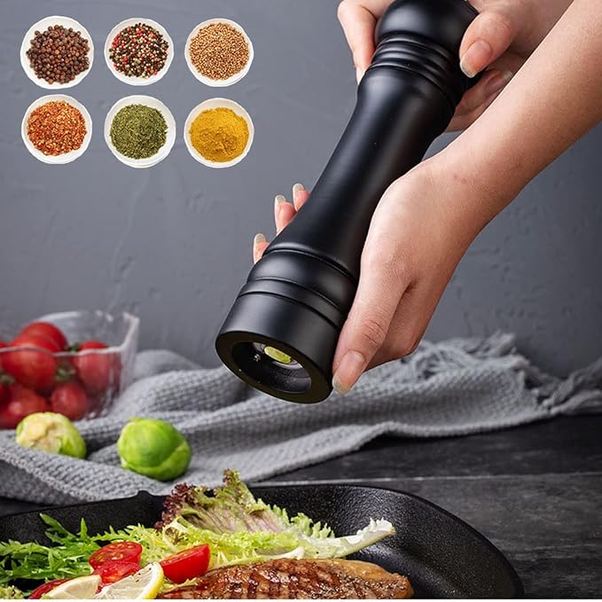 Wooden Pepper Mill Black Pepper Grinder Kit Manual Mills Solid with Strong Adjustable Ceramic Grinders Set 8 Inches