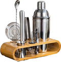 10-Piece Stainless Steel Cocktail Shaker Set with Stand – Bartender Kit w/Martini Shaker, Jigger, Strainer, Ice Tools & Decanter for Home Bar, Party & Gift