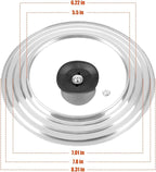 Universal Lids with Tempered Glass Top Fits 6, 7, 8 & 8.2, 9, 10, 11, 12, 12.5 Inch Cookware, Replacement Frying Pan Cover for Pots, Pans and Skillets, Cast Iron Lids for Space Saving