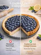 9 Inch Perforated Quiche Pan for Crispy Crust w/Cake Server. Removable Bottom, Non-Stick Coating, Rugged Carbon Steel Dish for Tart Quiche Pie Baking. Gift for Christmas Thanksgiving Party