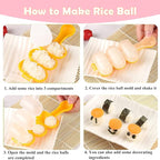 7 Pcs Onigiri Rice Ball Mold Maker Kit, Musubi Press, Classic Triangle Shake Sushi Roller Mat Tool for Kids Bento Lunch and Home DIY, Non-stick, BPA-Free
