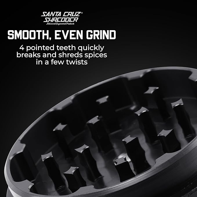 Santa Cruz Shredder Metal Spice Grinder Made in USA (Medium (2.2 Inch), Black)