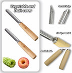 2-Pack Vegetable Corer Tool - 8" Stainless Steel Fruit & Veggie Corer for Zucchini, Apples, Eggplant - Hollow Out for Stuffing with Wood Handle - Kitchen Coring Tool