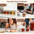 ComSaf 8oz Glass Jars with Airtight Lids (Value Pack of 12), Bulk Cylindrical Jelly Jars for Complete Pantry Organization, 240ml Small Canisters for Sourdough Discard, Spices, Crafts & More