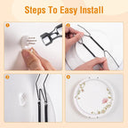 Plate Hangers for The Wall, Suitable for 16-20 inch Decorative Plate, Stainless Steel Wire Plate Holder with Wall Hooks and Rubber tip Protectors, Plate Hangers for Displaying Plates, Platter, Black