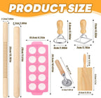 7PCS Pasta Maker Tool Set, Ravioli Mold Set, Ravioli Maker with Roller Wheel, Ravioli Cutter Set with Wooden Handle, Pasta Making Kit for Ravioli Press Mold Pasta Making Kit Accessories for Home (7)