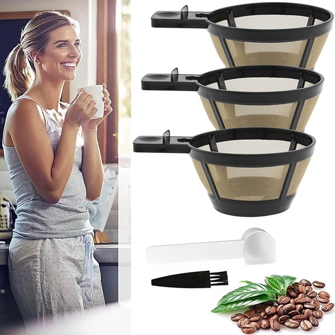 Reusable Single Coffee Filter Baskets 3PC, Coffee Basket Grounds Filters Replacement, Compatible with Hamilton 2-Way Brewer Coffee Maker Filters Models 49980A, 49980Z, 47650, 49933 Accessories Part