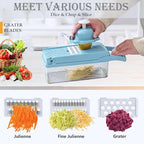 Pro-Series 16-in-1 Vegetable Chopper, Dewpeton Mandoline Slicer, Veggie Chopper, Food Chopper with Container, Vegetable Cutter Chopper & Spiralizer for Onion Salad (Home Essential Gadget & Kitchen)