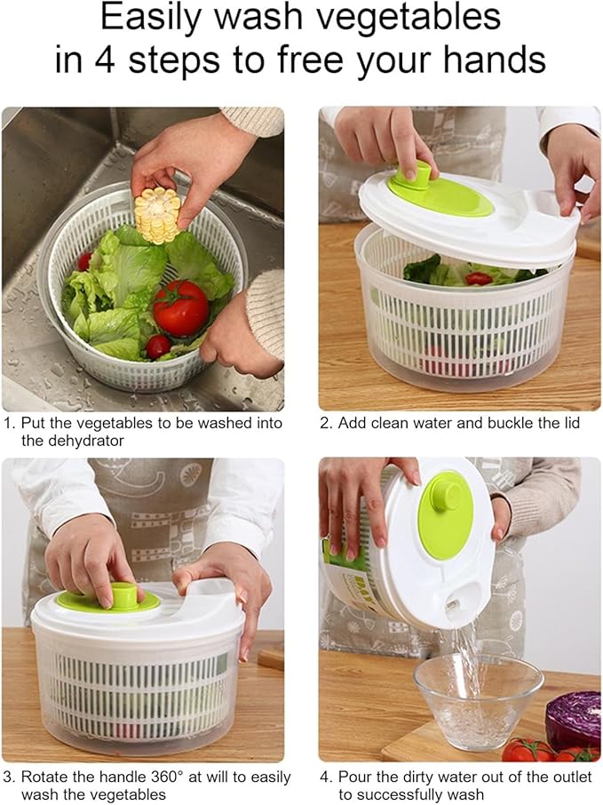 Small Lettuce Spinner - Salad Bowl Spinner, Salad Dryer for Washing Spinner, Small Salad Spinner for Draining Greens, Fruits, and Vegetables