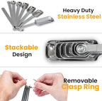 Stainless Steel Measuring Spoons Set of 8, Rectangular Metal Measuring Spoons with Leveler, Compact Spoons Design for Narrow Spice Jars, Teaspoon & Tablespoon Spoons for Dry & Liquid Ingredients