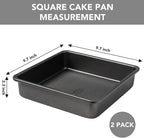 Tiawudi Square Cake Pan, Nonstick Baking Pan for Bread or Brownie, 9x9 Inch Bakeware with Diamond Texture Pattern, Set of 2