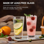 12 pcs Drinking Glasses, Origami Style Highball Glasses, 10oz Glass Cups, Elegant Ripple Vintage Glassware, Coffee Glasses, Durable Drinkware Cups for Cocktails, Water, Juice, Beer, Whiskey