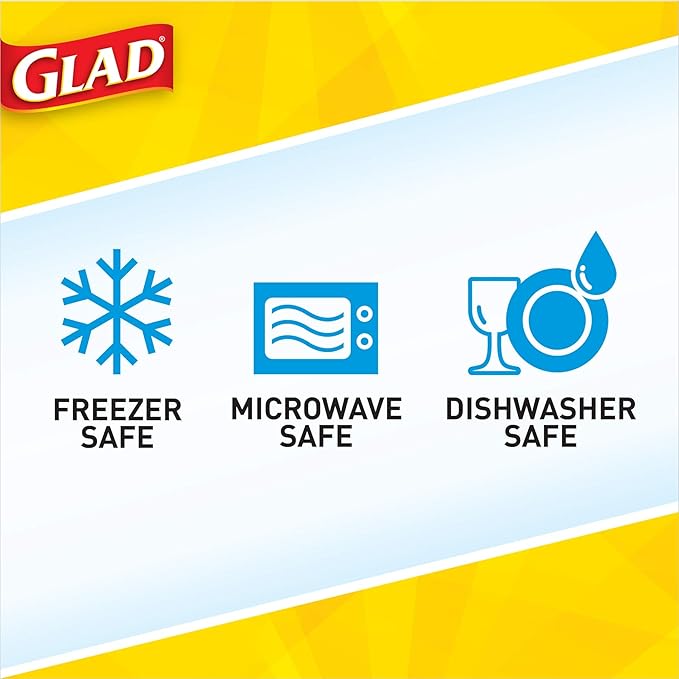 Glad GladWare to Go Lunch Food Storage Containers with Lids, Medium Round No BPA Plastic with Built-in Dressing Cup for Salads and Lunches, Microwave Dishwasher Safe, 32 Oz, 4 Count