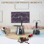 Uncoated 1 Cup Single Tube Moka Pot 304 Thickened Stainless Steel Mini Coffee Maker Stovetop Espresso Coffeemaker Italian Classic Style Brewing Greca Cafe Mocha for Camping Travel Home 90ml