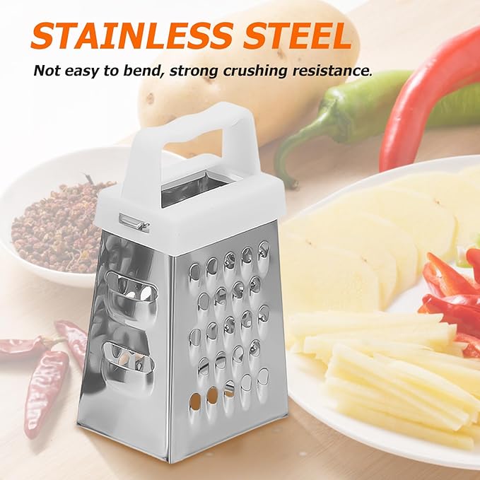 BESPORTBLE 3pcs Stainless Steel Multifunctional Vegetable Slicer with Non-slip Base Mini Cheese Grater and Potato Carrot Shredder for Safe Efficient Kitchen Food Preparation