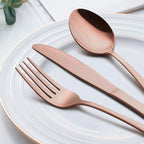 LIANYU 10-Piece Copper Silverware Flatware Set for 2, Stainless Steel Cutlery Set with Knives Spoons Forks, Eating Utensils for Wedding Festival Party, Mirror Finished, Dishwasher Safe