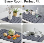 Stone Dish Drying Mat for Kitchen Counter, 24 x 16 inches, Fast Drying Collapsible Dish Drying Mat, Eco-Friendly Absorbent Diatomaceous Earth Mats for Dishes Bottles Cups (Dark Gray)
