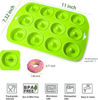 12 hole Silicone Donut Pan, Bite Size Silicone Donut Molds for baking, Mini Donut Mold Heat Resistant, Mini Donut Pan for baking Donuts, Muffin, Cake Biscuit Bagels, Non-stick Bottom, Dishwasher Safe