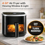 Simple Deluxe 8-in-1 Air Fryer 4 Qt, Digital Preset Airfryer with Visible Window, Nonstick and Dishwasher-Safe Basket for Chips, Bake, Wings, 60-Min Timer, 1500W, Gray