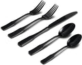 Alata Kate Black Mirror 20-Piece Silverware, Service for 4, Stainless Steel Flatware, Mirror Polished Cutlery, Dishwasher Safe