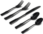 Alata Kate Black Mirror 20-Piece Silverware, Service for 4, Stainless Steel Flatware, Mirror Polished Cutlery, Dishwasher Safe
