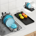 ANTOPY Sink Dish Drying Rack - Expandable Small Dish Rack Over Sinks with Silicone Drying Tray, Dish Drainer for Kitchen Counter with Cutlery Holder, Drying Rack Fit for 14’’-19’’ Kitchen Sink