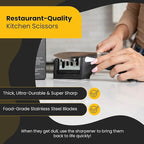 Heavy Duty Kitchen Shears With Sharpener - Lifetime Replacement Warranty* - Multipurpose Stainless Steel Scissors for Food - Sharp Food-Grade Kitchen Scissor for Meat, Seafood, Poultry - 4 Piece Set