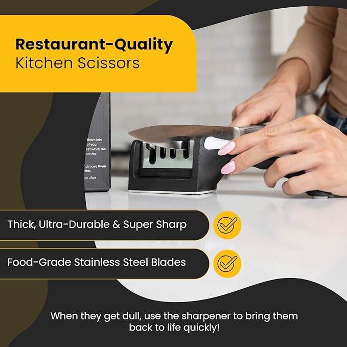 Heavy Duty Kitchen Shears With Sharpener - Lifetime Replacement Warranty* - Multipurpose Stainless Steel Scissors for Food - Sharp Food-Grade Kitchen Scissor for Meat, Seafood, Poultry - 4 Piece Set