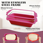 Bread Pans for Homemade Bread：9.5 x 5 Inch Silicone Loaf Pan for Baking with Metal Frame - Nonstick Banana Loaf Tin Tray for Sandwich Sourdough Pumpkin Sour Dough - for Oven Kitchen Home Bakers