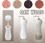 SHIKORI Manual Wooden Salt and Pepper Mills Shakers, 6.5 inch Salt and Pepper Grinders,Ceramic Rotor with Strong Adjustable Coarseness-Beige
