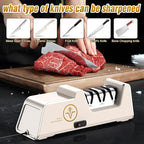 VIDOME Professional Electric Knife Sharpener with 100% Diamond Abrasives, 3-Stage Precision Angle Guides, Champagne Gold, for Kitchen Straight Edge and Ceramic Knives