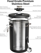 Veken Large Coffee Canister with Window, Kitchen Food Storage Airtight Stainless Steel Container for 2.2lbs Coffee Beans, Grounds, Rice,Tea, Flour, Cereal, Sugar Jars,Date Tracker and Scoop 39oz,Black