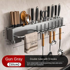New Multi-Functional Kitchen Rack Home Wall-Mounted Knives Chopstick and Spoon Storage Rack Punch-Free cookware draining Rack