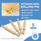 Wooden Mini Rolling Pin, 5 Inches Long, Pack of 25, Great for in The Kitchen, Play-doh, Crafting and Imaginative Play, by Woodpeckers