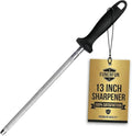 Knife Sharpener Rod, 13 Inch Carbon Steel Honing Steel for Kitchen Knives, Professional Magnetized Sharpening Stick with Nickel-Chrome Plating, Easy Grip Tool for Chef Knives