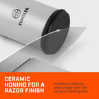 TUMBLER Pro Rolling Knife Sharpener™ - Knife Sharpening Made Easy - Ultimate Gift for Father's Day - Kit with Removable Disc System - 4-Layer Diamond Sharpening Disc & EdgeBoost Ceramic Disc (Grey)