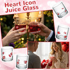 Skylety 8 Pcs Valentines Day Icons Juice Glasses Heart Love Drinking Cups Old Fashioned Stemless Wine Glasses 13.5 oz Whiskey Cocktail Coffee Mugs for Galentines Party Gift Decor