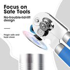 Beneno Heavy Duty Hand Can Opener Manual with Magnet, Durable Sharp Carbon Steel Blade Smooth Cutting, Big Effort-Saving Knob & Soft Grip Handle, Multifunctional Bottle Opener, Klein Blue